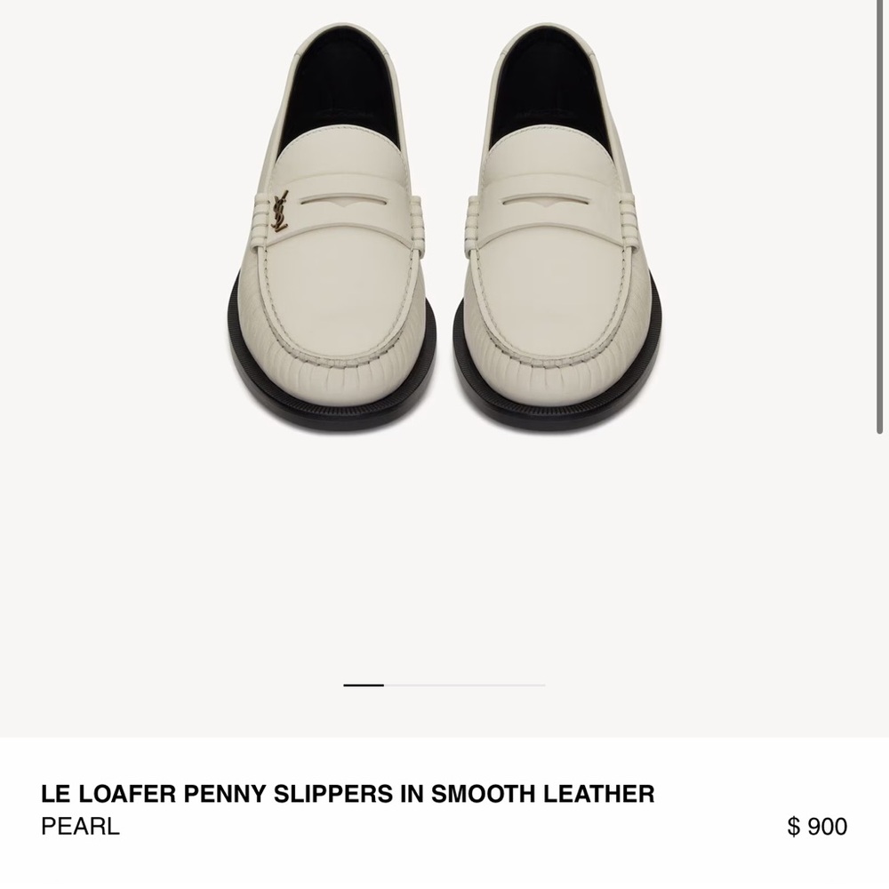 SAINT LAURENT  LE LOAFER PENNY SLIPPERS
PEARL EMBOSSED BACK TAB. Size 11